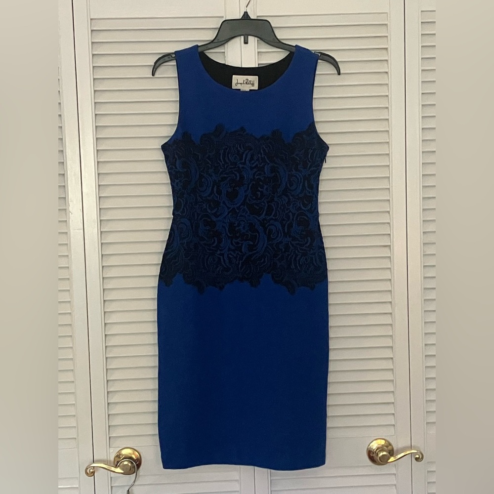 Joseph Ribkoff Blue/Black Brocade Dress
